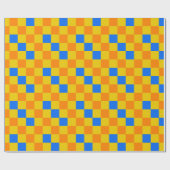 Orange Yellow Blue Checkered Pattern Design  ラッピングペーパー (フラット)