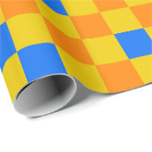 Orange Yellow Blue Checkered Pattern Design  ラッピングペーパー (ロールコーナー)