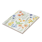 Orange Yellow Blue Watercolor Wildflower タイル (側面)