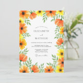 Orange Yellow Floral Whimsy Wedding 招待状 (スタンド正面)