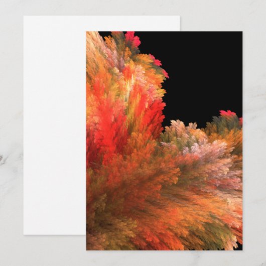 Orange Yellow Fractal Art Notecard Blank Inside サンキューカード (正面/裏面)