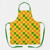 Orange Yellow Green Checkered Pattern Design  エプロン (正面)