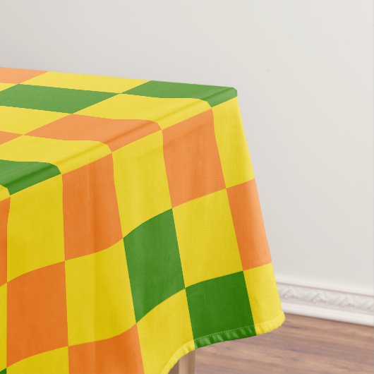 Orange Yellow Green Checkered Pattern Design  テーブルクロス (インサイチュ)