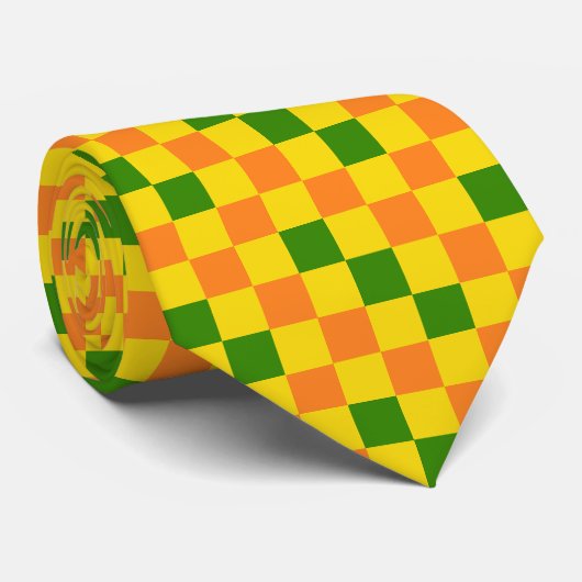 Orange Yellow Green Checkered Pattern Design  ネクタイ (ロール)