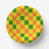 Orange Yellow Green Checkered Pattern Design  ペーパーボウル (正面)
