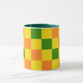 Orange Yellow Green Checkered Pattern Design  マグカップ (中央)