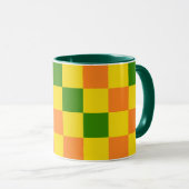 Orange Yellow Green Checkered Pattern Design  マグカップ (正面右)
