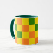 Orange Yellow Green Checkered Pattern Design  マグカップ (正面左)