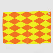 Orange Yellow Harlequin Checkered Design  ゴルフタオル (横)