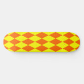 Orange Yellow Harlequin Checkered Design  スケートボード (横)