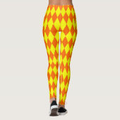 Orange Yellow Harlequin Checkered Design レギンス (裏面)