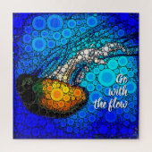 Orange Yellow Jellyfish in Ocean, Go with the Flow ジグソーパズル (縦)