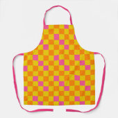 Orange Yellow Pink Checkered Pattern Design  エプロン (正面)