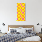 Orange Yellow Pink Checkered Pattern Design  キャンバスプリント (インサイチュ (寝室))