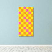 Orange Yellow Pink Checkered Pattern Design  キャンバスプリント (インサイチュ (ウッドフロア))