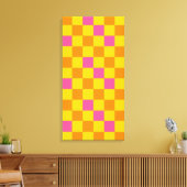 Orange Yellow Pink Checkered Pattern Design  キャンバスプリント (インサイチュ (リビング))