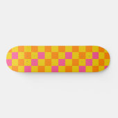 Orange Yellow Pink Checkered Pattern Design  スケートボード (横)