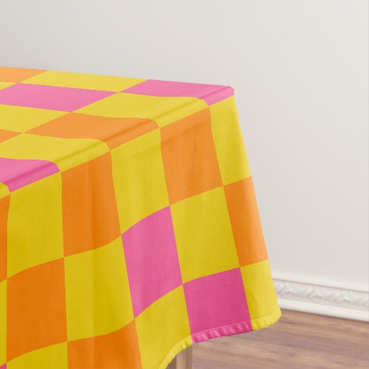 Orange Yellow Pink Checkered Pattern Design  テーブルクロス (インサイチュ)