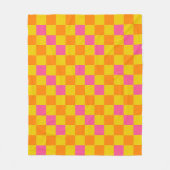 Orange Yellow Pink Checkered Pattern Design  フリースブランケット (正面)