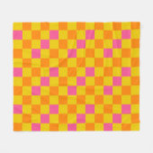 Orange Yellow Pink Checkered Pattern Design  フリースブランケット (正面(横))