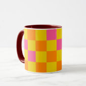 Orange Yellow Pink Checkered Pattern Design  マグカップ (正面左)