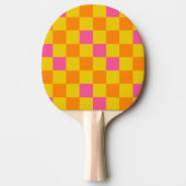 Orange Yellow Pink Checkered Pattern Design  卓球ラケット (正面)
