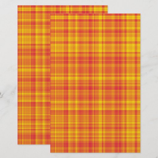 Orange Yellow Plaid Checker Pattern  便箋 (正面/裏面)