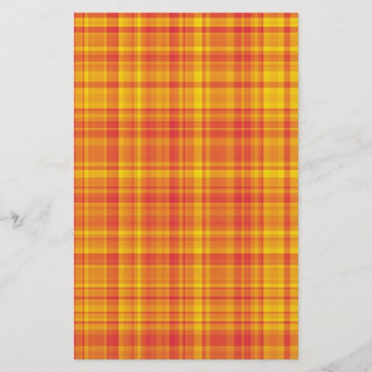 Orange Yellow Plaid Checker Pattern  便箋 (正面)