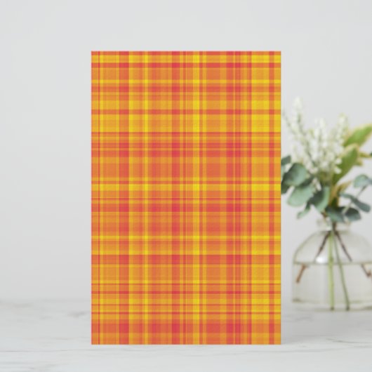 Orange Yellow Plaid Checker Pattern  便箋 (スタンド正面)