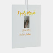 Orange yellow retro photo happily married couple ガラスオーナメント (正面右)