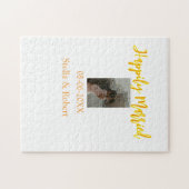 Orange yellow retro photo happily married couple ジグソーパズル (横)