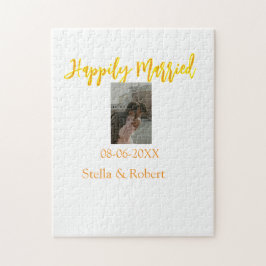Orange yellow retro photo happily married couple ジグソーパズル