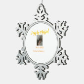 Orange yellow retro photo happily married couple スノーフレークピューターオーナメント (右)