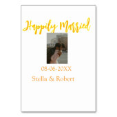 Orange yellow retro photo happily married couple テーブルナンバー (裏面)