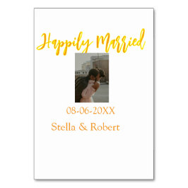 Orange yellow retro photo happily married couple テーブルナンバー