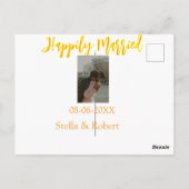 Orange yellow retro photo happily married couple ポストカード (裏面)