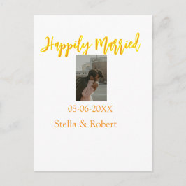 Orange yellow retro photo happily married couple ポストカード