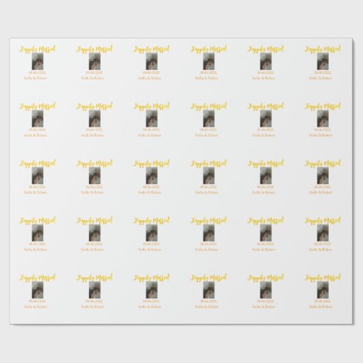 Orange yellow retro photo happily married couple ラッピングペーパー (フラット)