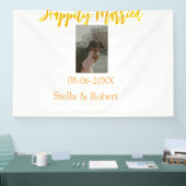 Orange yellow retro photo happily married couple 横断幕 (トレードショー)