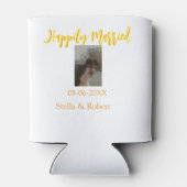 Orange yellow retro photo happily married couple 缶クーラー (裏面)