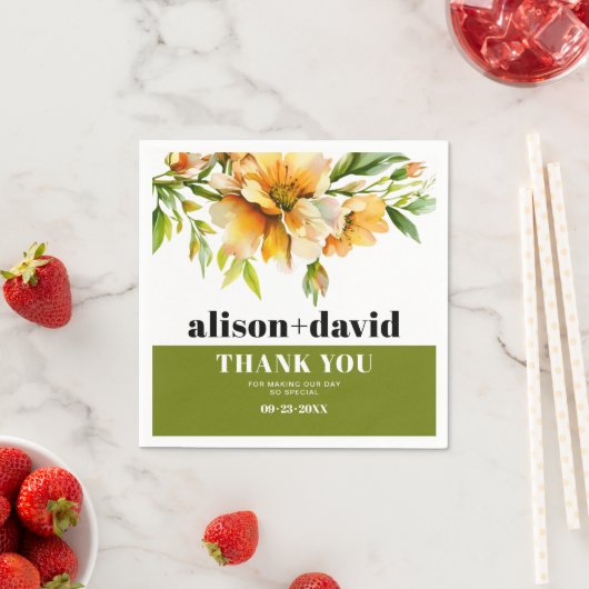 Orange yellow rhododendron flowers fall wedding スタンダードカクテルナプキン (インサイチュ)