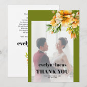 Orange yellow rhododendron flowers photo wedding サンキューカード (正面/裏面)
