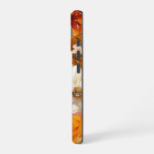 ORANGE YELLOW WHITE FALL ANEMONE POPPY FLOWERS iPhone 16ケース (左側面)