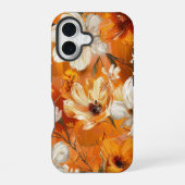 ORANGE YELLOW WHITE FALL ANEMONE POPPY FLOWERS iPhone 16ケース (裏面)