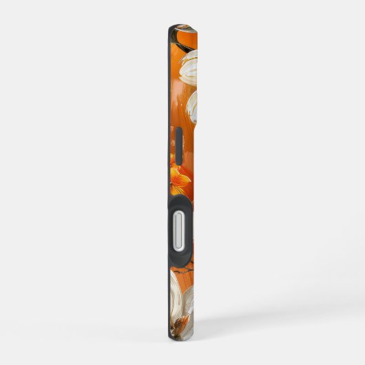 ORANGE YELLOW WHITE FALL ANEMONE POPPY FLOWERS iPhone 16ケース (右側面)