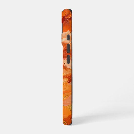 ORANGE YELLOW WHITE FALL ANEMONE POPPY FLOWERS iPhone 16ケース (左側面)