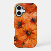 ORANGE YELLOW WHITE FALL ANEMONE POPPY FLOWERS iPhone 16ケース (裏面)