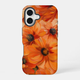 ORANGE YELLOW WHITE FALL ANEMONE POPPY FLOWERS iPhone 16ケース