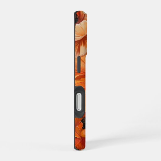 ORANGE YELLOW WHITE FALL ANEMONE POPPY FLOWERS iPhone 16ケース (右側面)