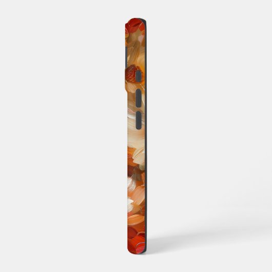 ORANGE YELLOW WHITE FALL ANEMONE POPPY FLOWERS iPhone 16ケース (左側面)